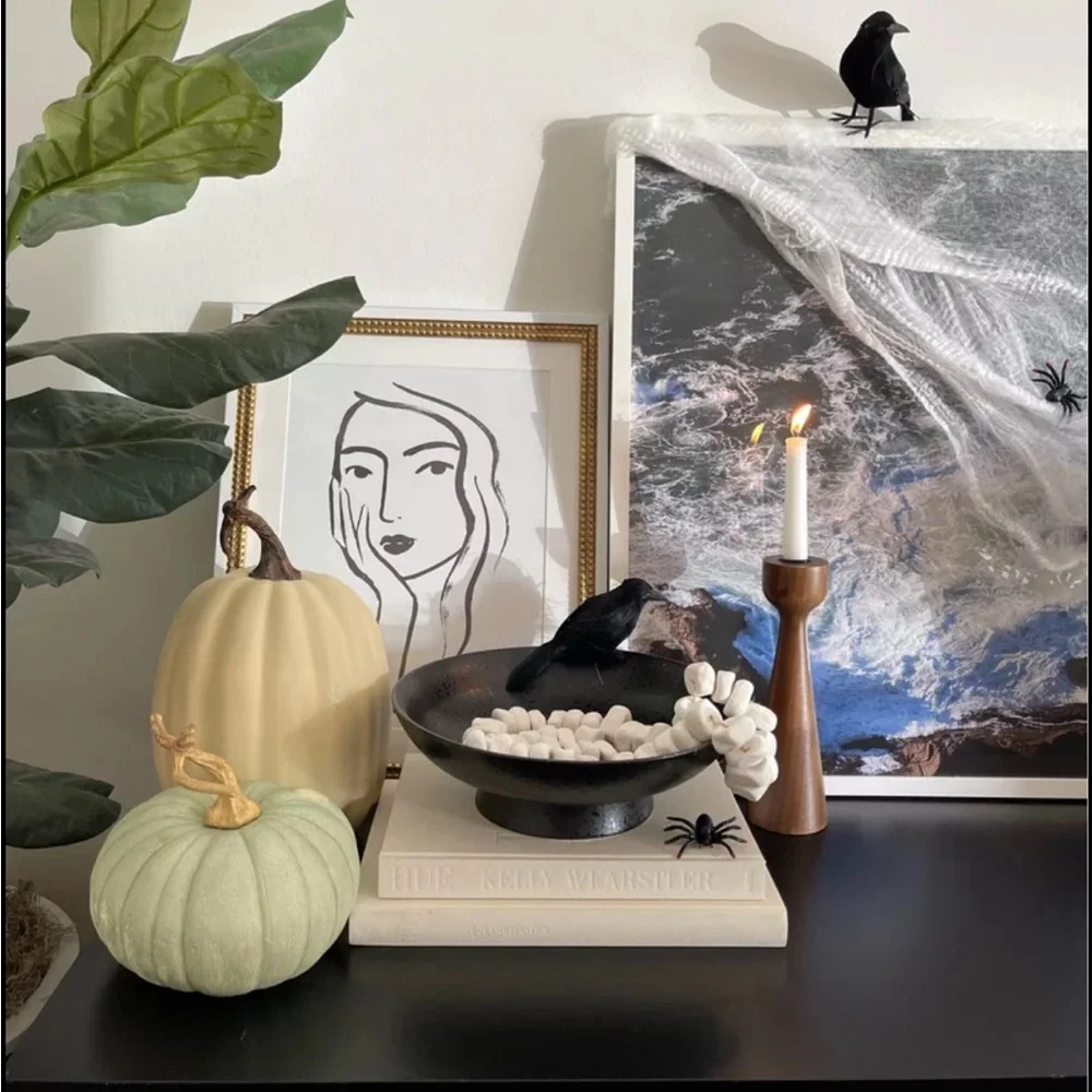 Pottery Barn Oversized White Rustic Halloween Pumpkin- 7.5”